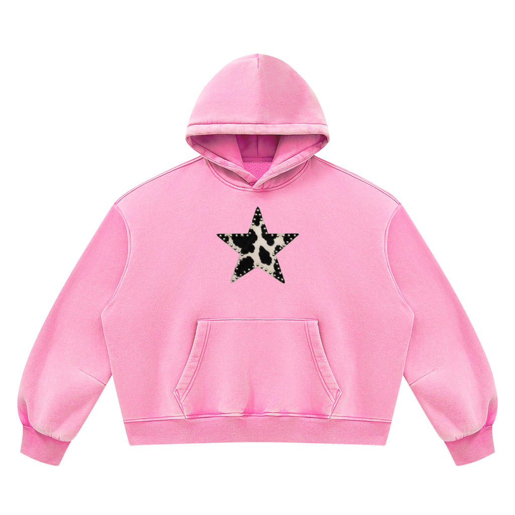 Star Studded Washed Fleece Hoodie