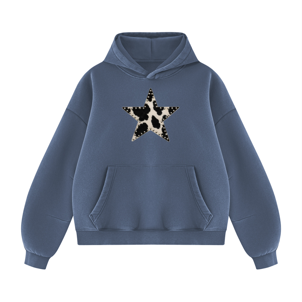 Star Studded Washed Fleece Hoodie