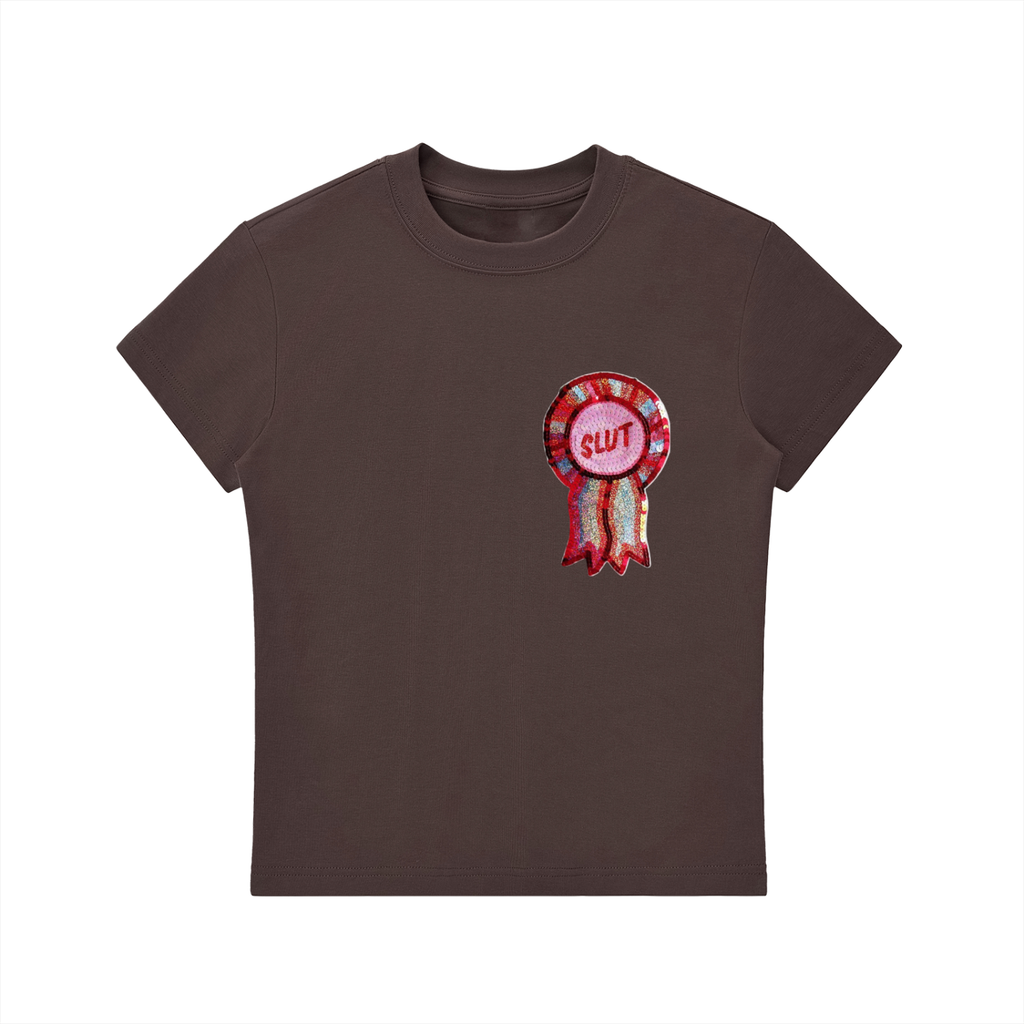 Slut Glitter Badge Fitted Tee
