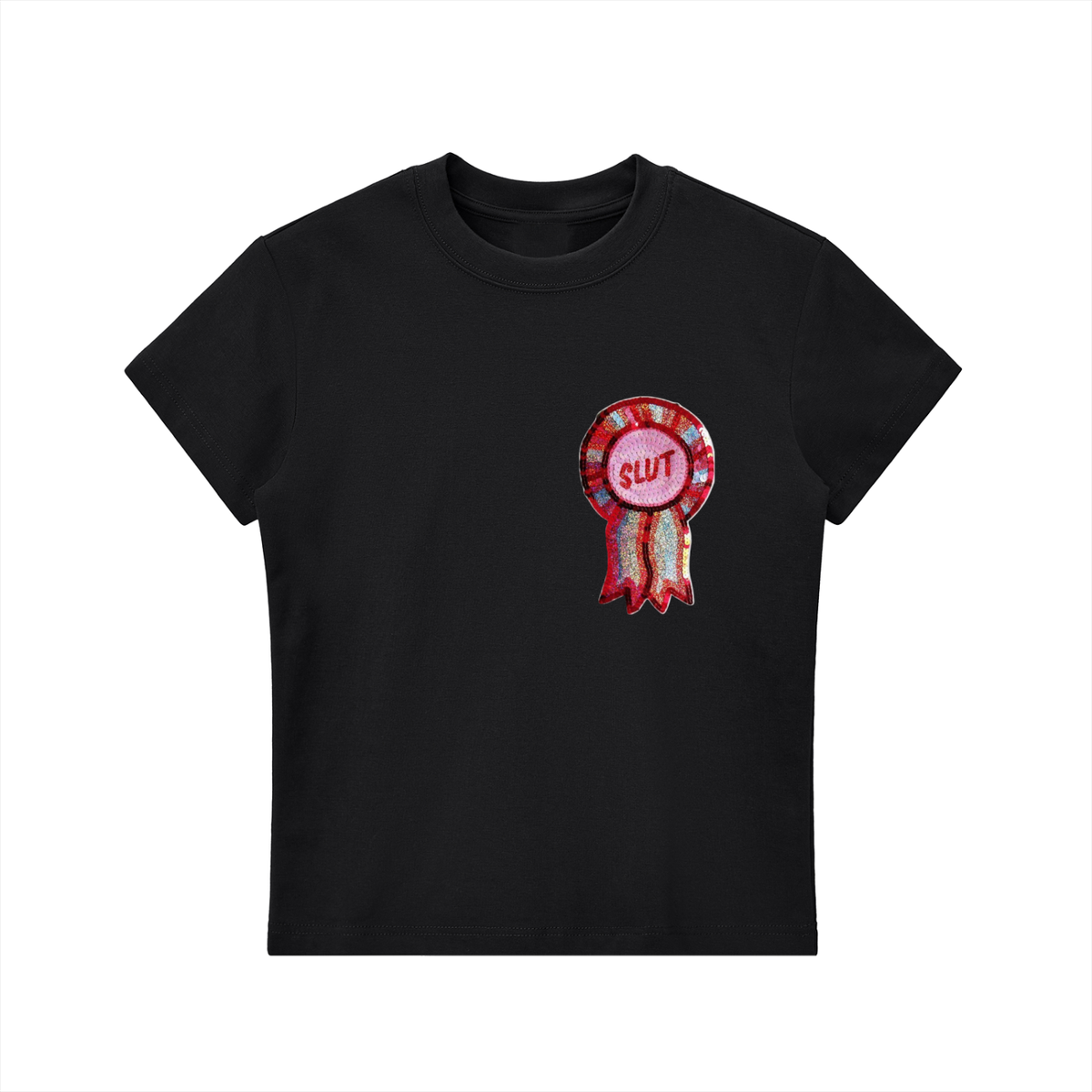 Slut Glitter Badge Fitted Tee
