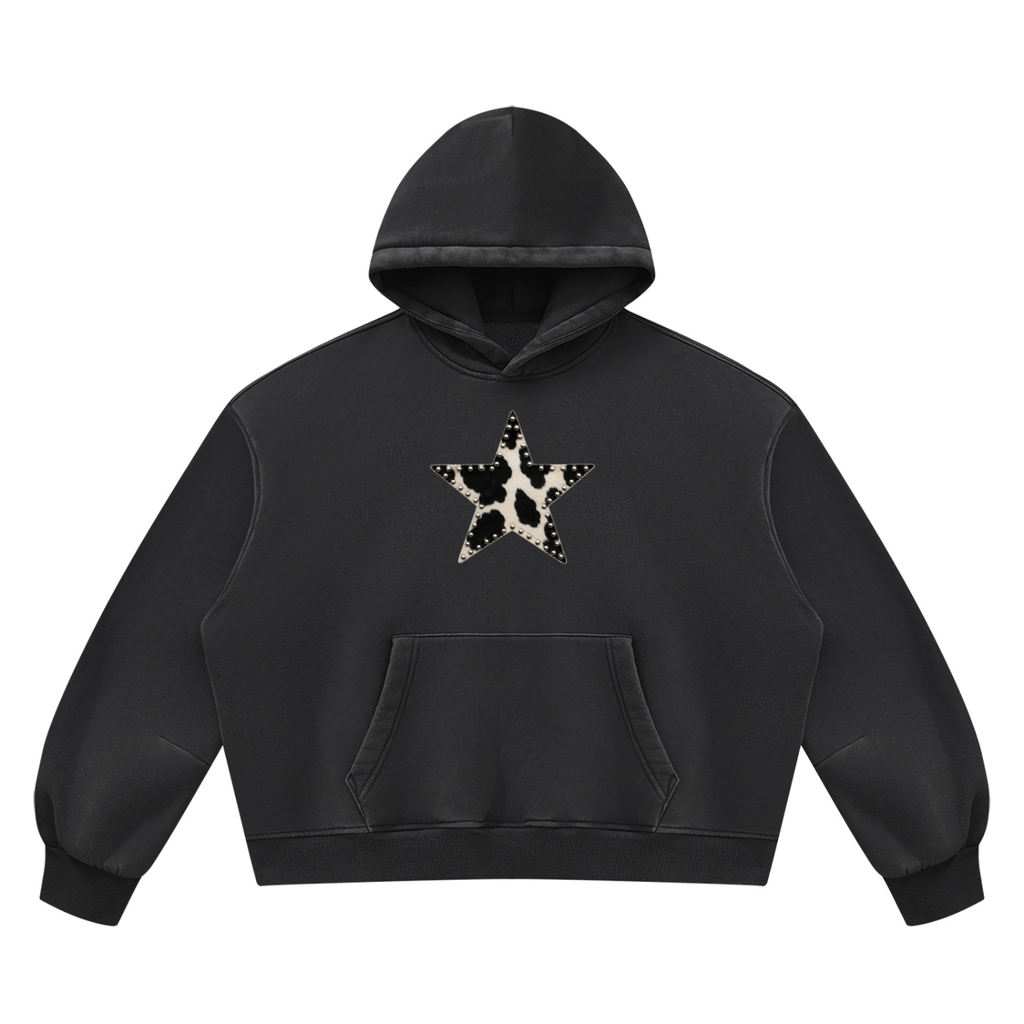 Star Studded Washed Fleece Hoodie