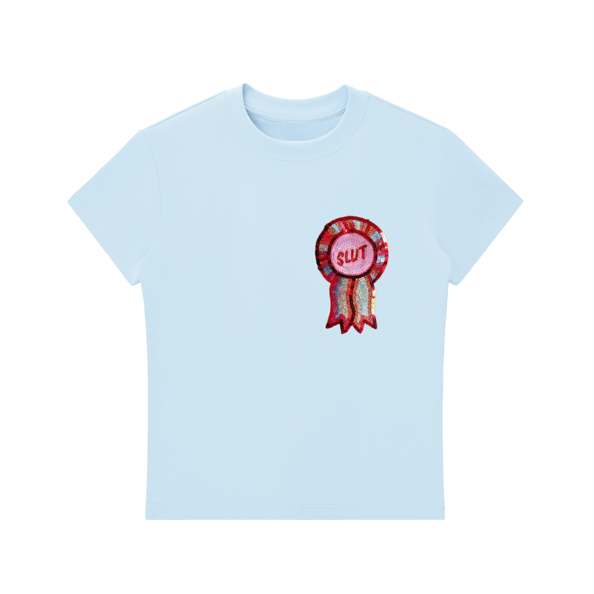 Slut Glitter Badge Fitted Tee