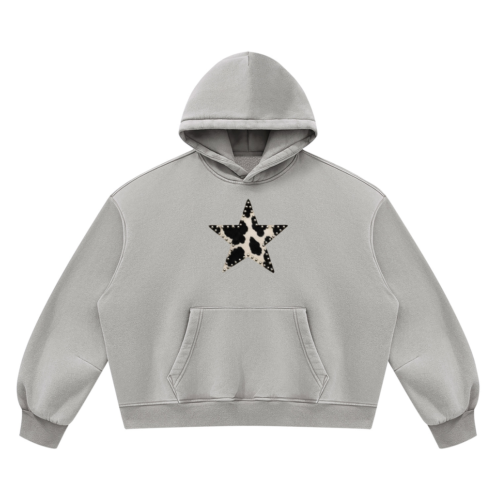 Star Studded Washed Fleece Hoodie