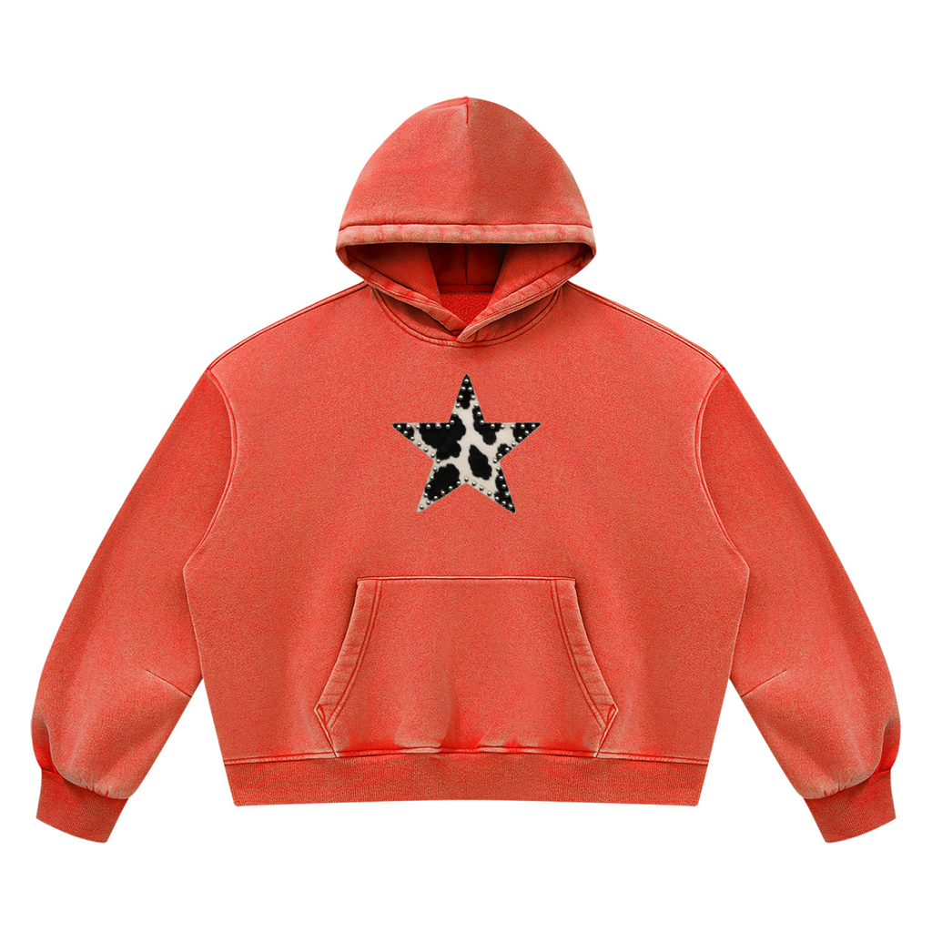 Star Studded Washed Fleece Hoodie