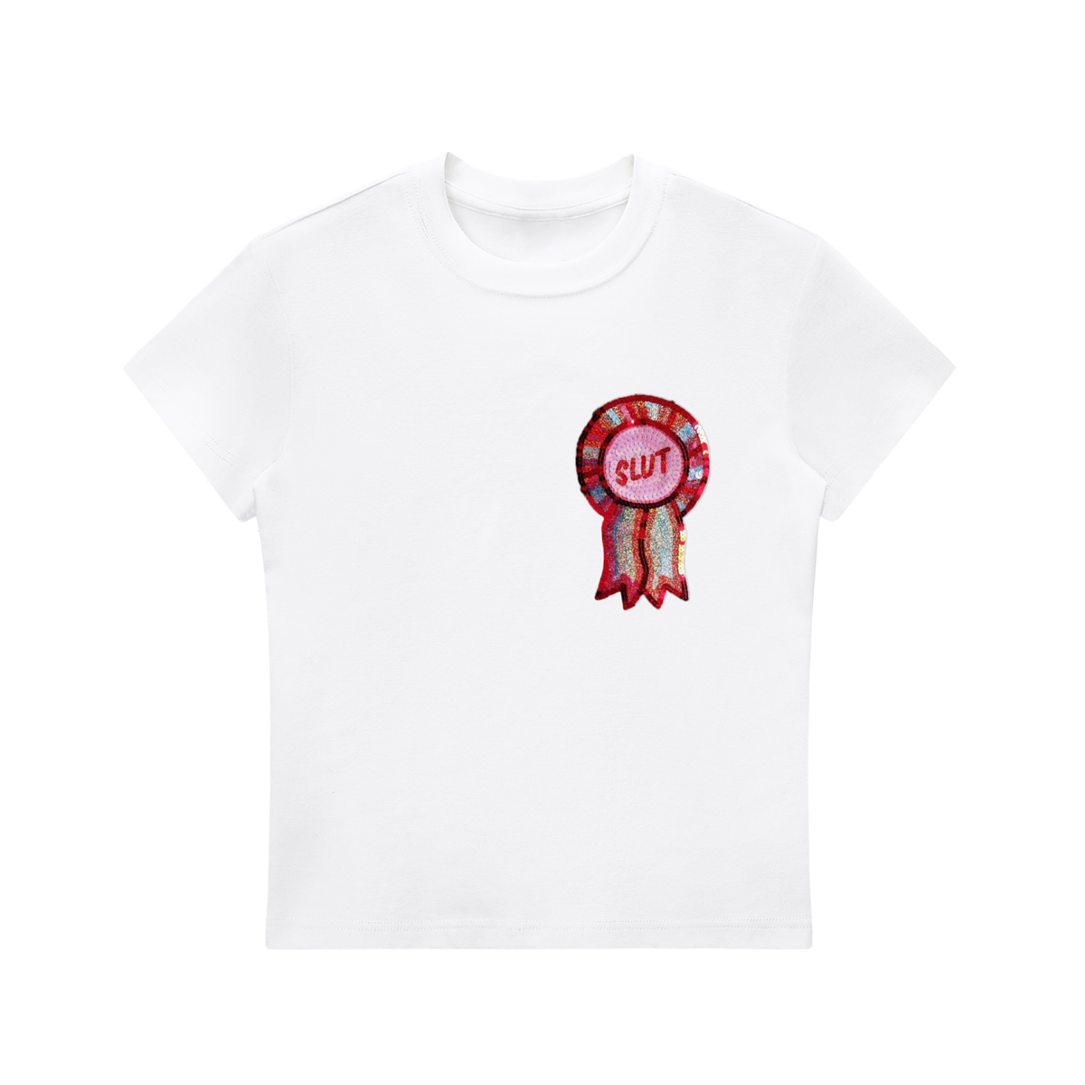 Slut Glitter Badge Fitted Tee