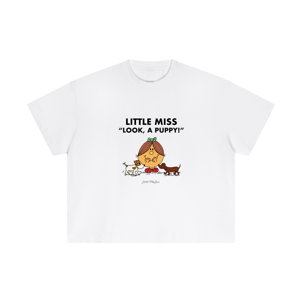 Little Miss Look A Puppy Everyday Cotton Boxy Tee