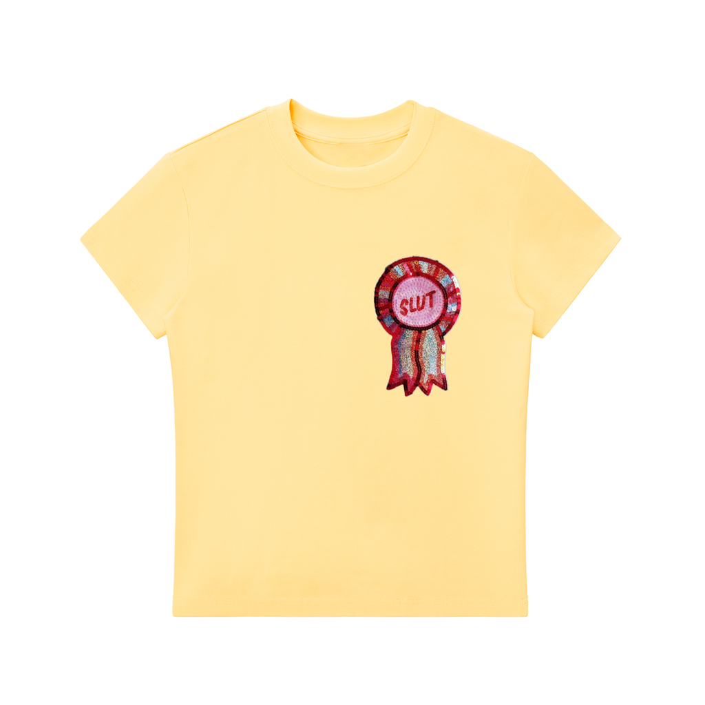 Slut Glitter Badge Fitted Tee