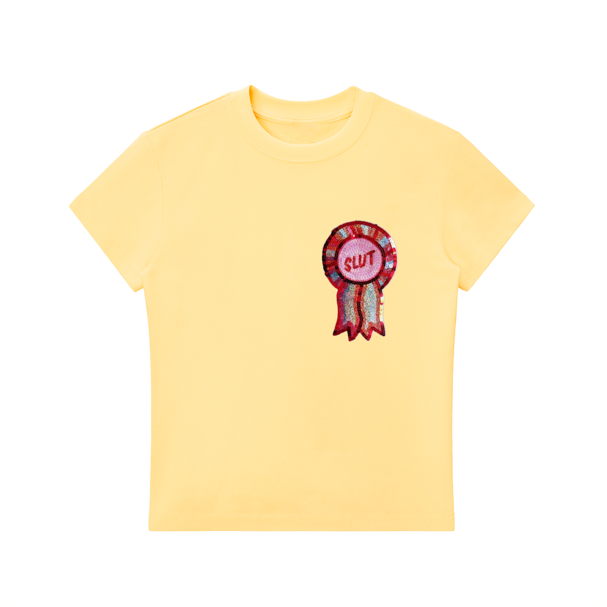 Slut Glitter Badge Fitted Tee