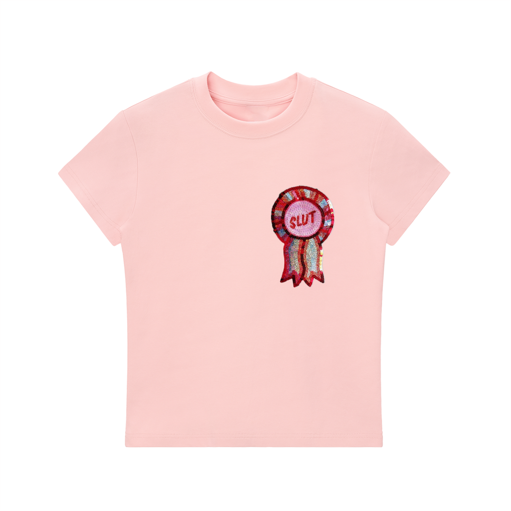 Slut Glitter Badge Fitted Tee